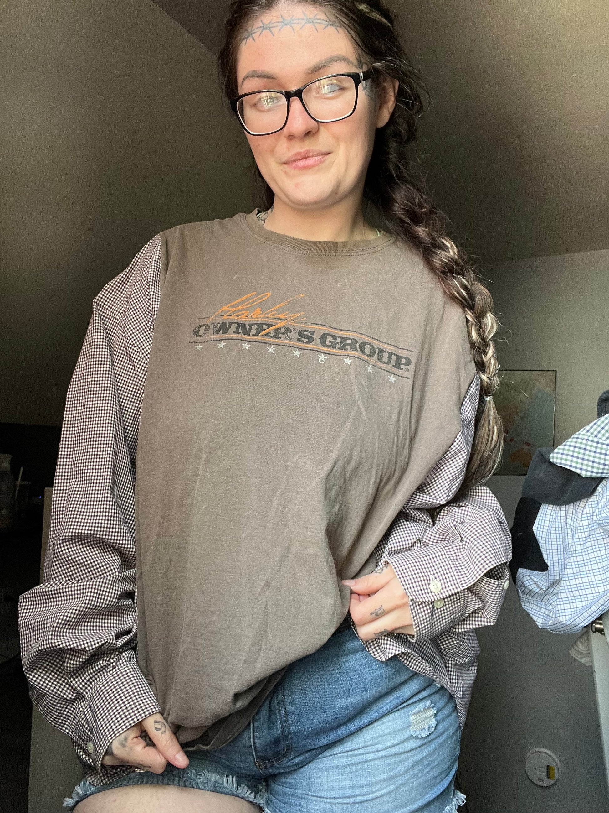 3x/4x Harley Davidson upcycle long sleeve