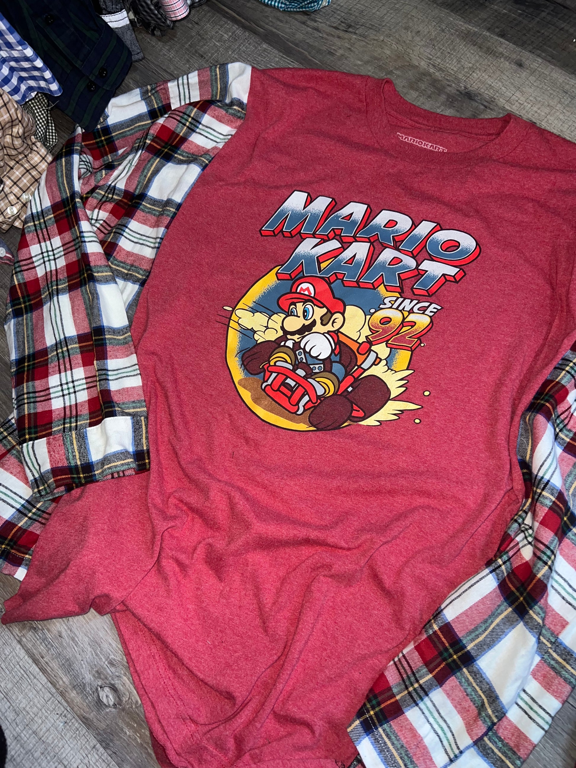 2x/3x Mario kart upcycle flannel