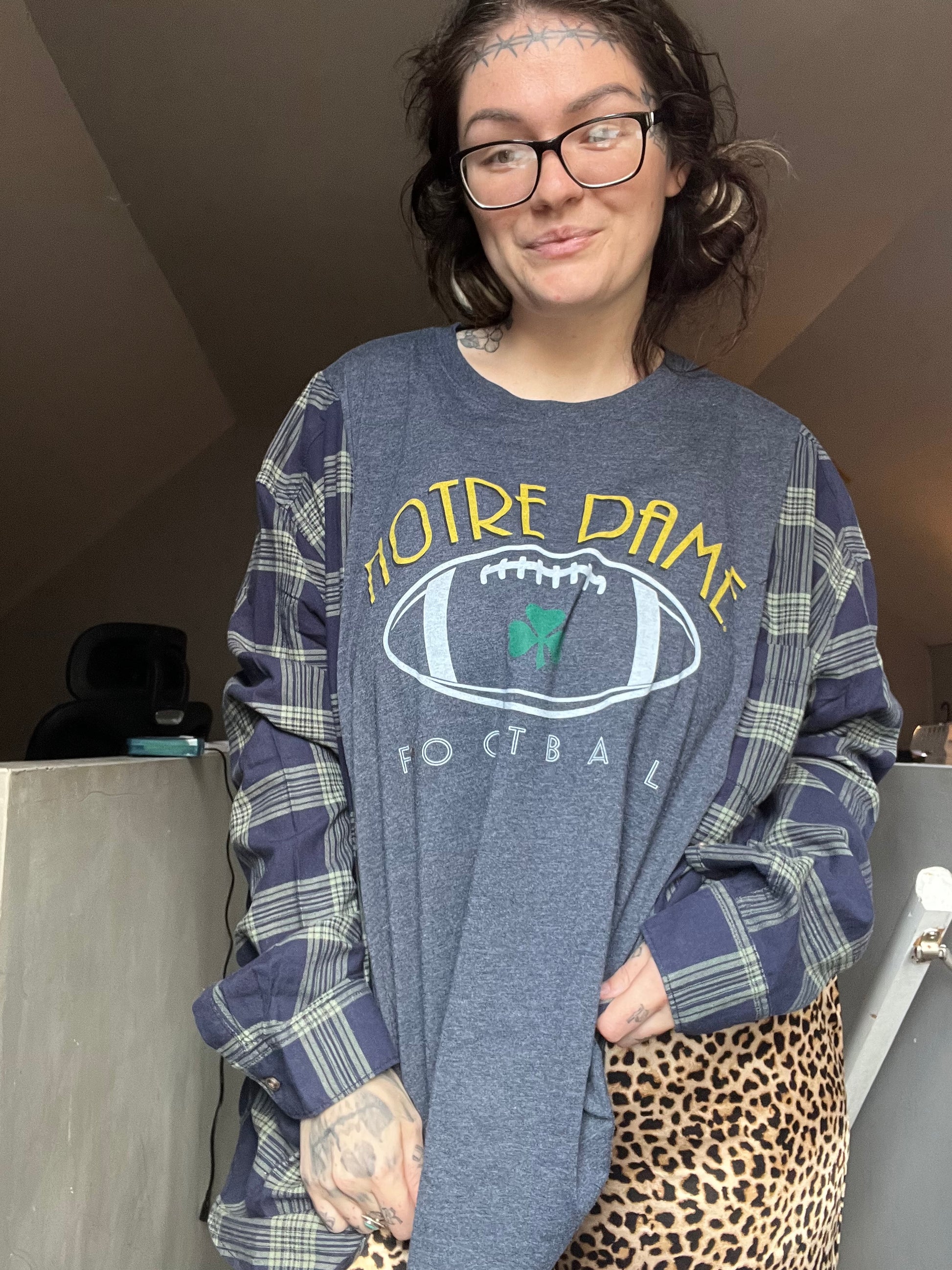 2x/3x Notre dame long sleeve upcycle
