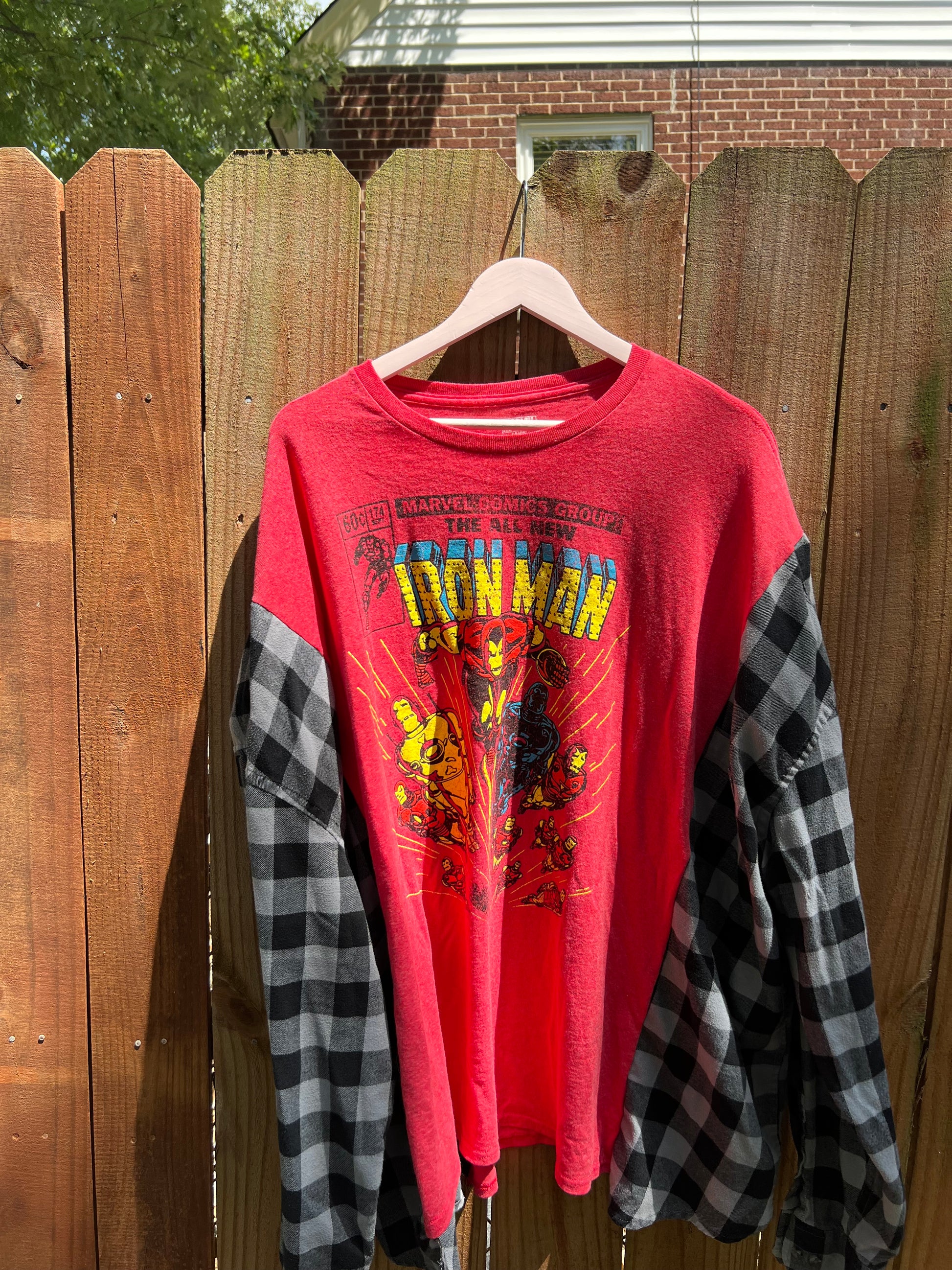 2x/3x iron man upcycle flannel