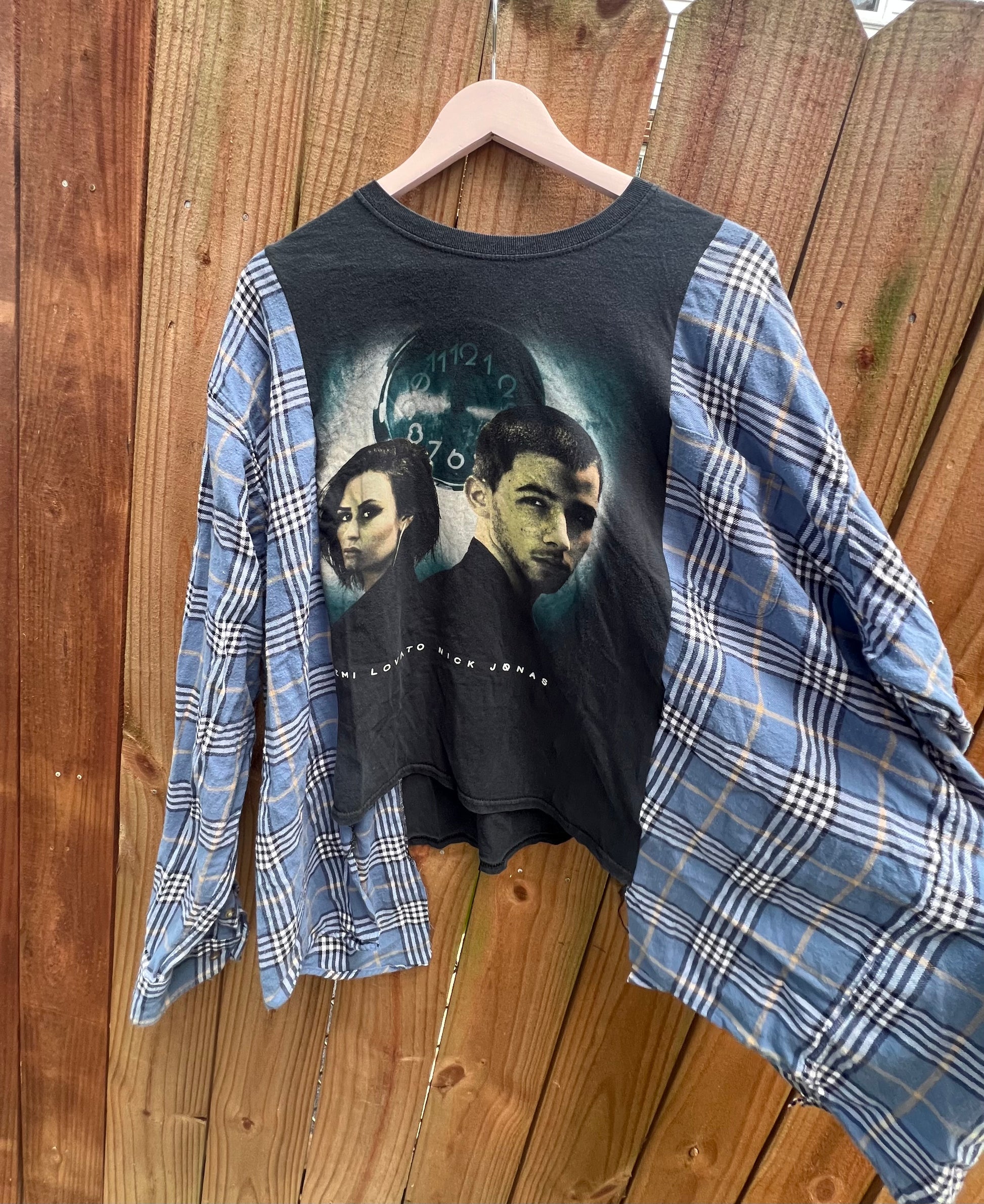 Xl/2xl nick Jonas and Demi lovatto upcycle flannel