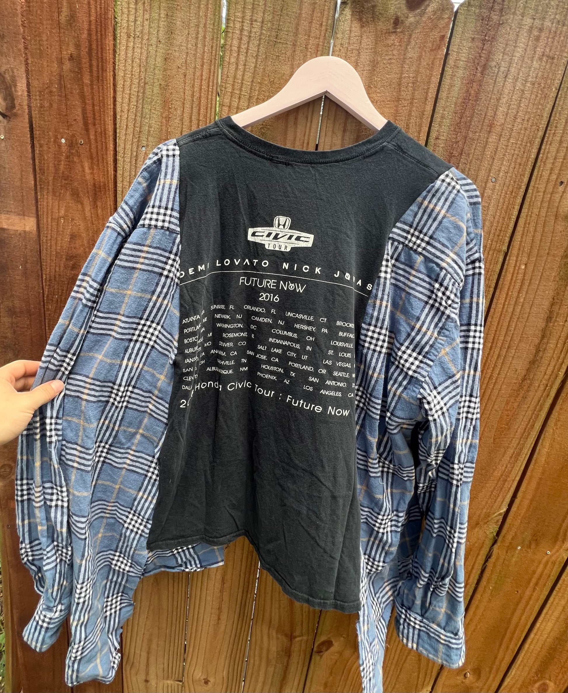 Xl/2xl nick Jonas and Demi lovatto upcycle flannel