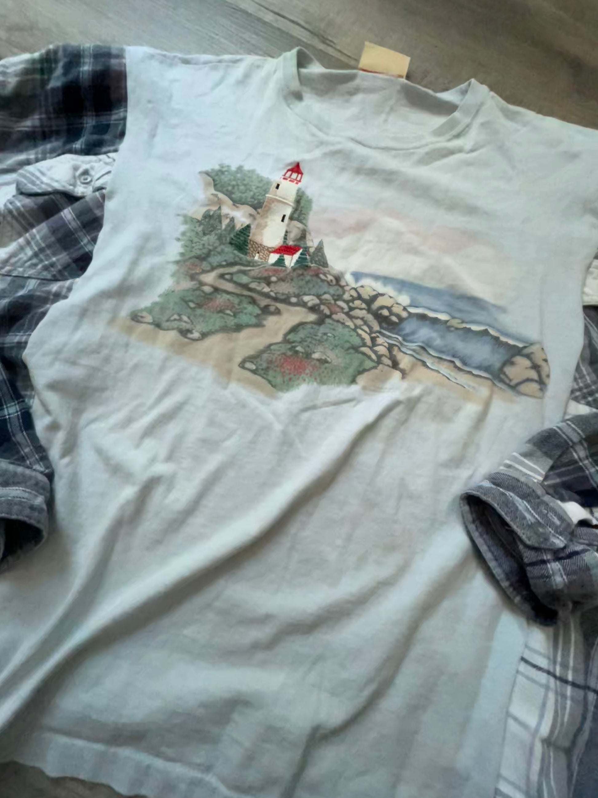 2x/3x light house  upcycle flannel