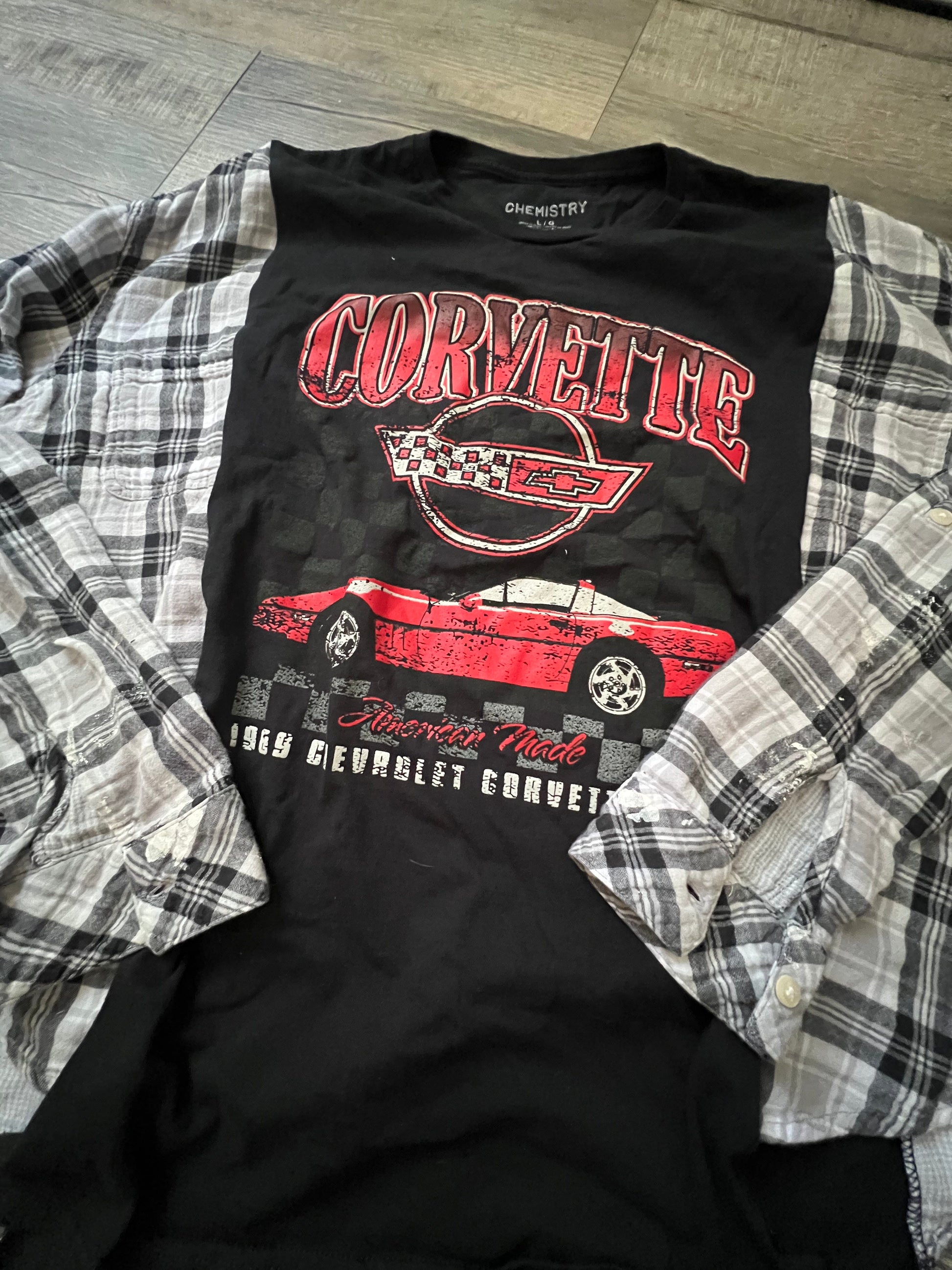 L/xl corvette upcycle flannel