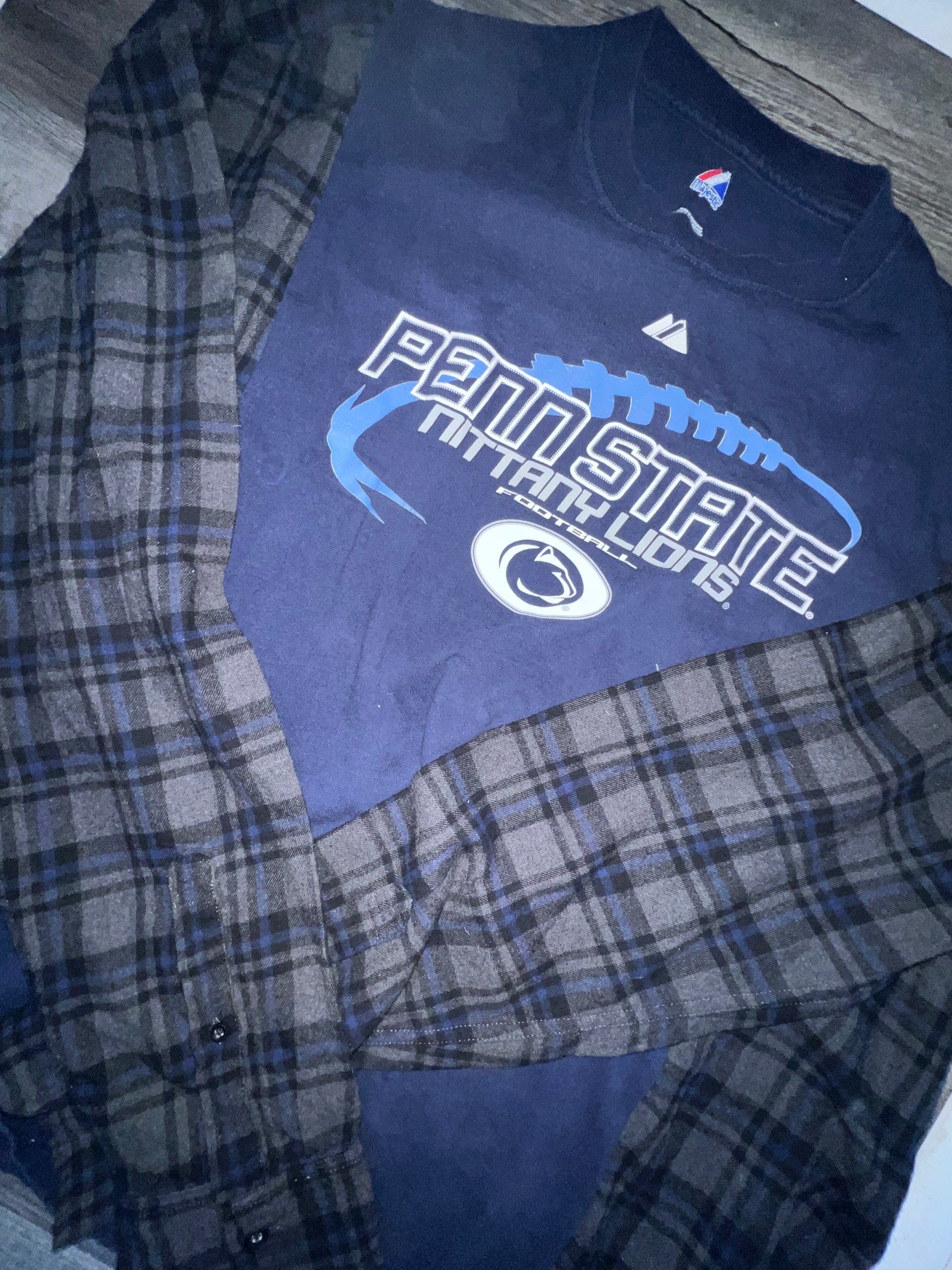 Xl/2xl penn state  upcycle flannel