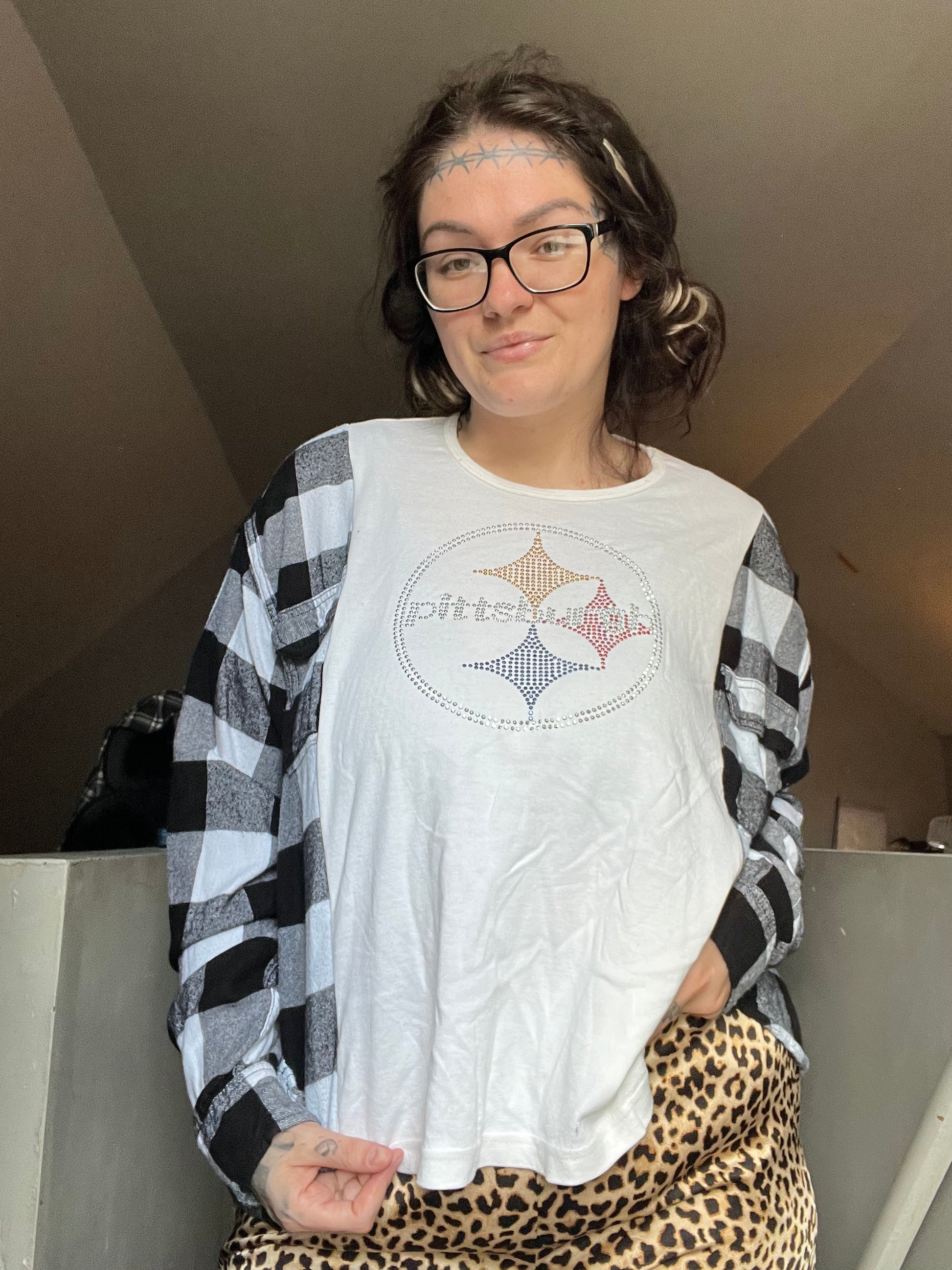 Large/xl Steelers upcycle long sleeve