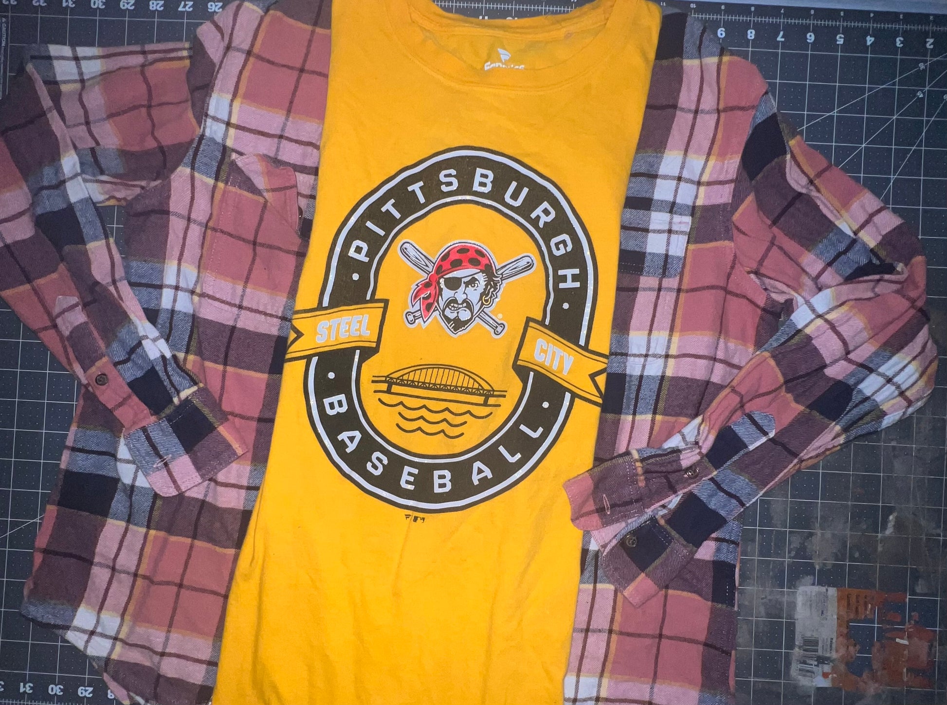 Xl/2xl Pittsburgh pirates upcycle flannel
