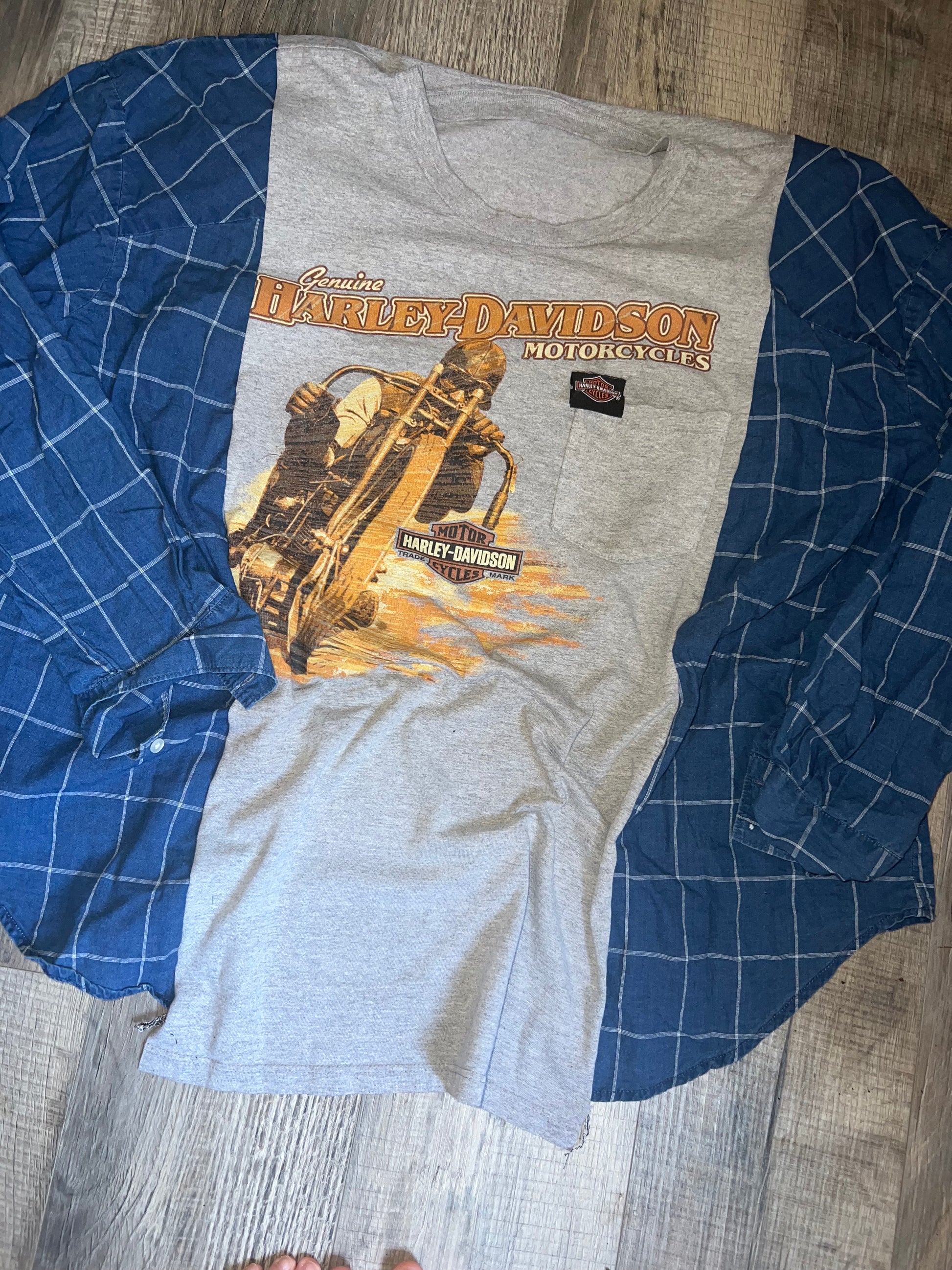 L/xl Harley Davidson upcycle long sleeve