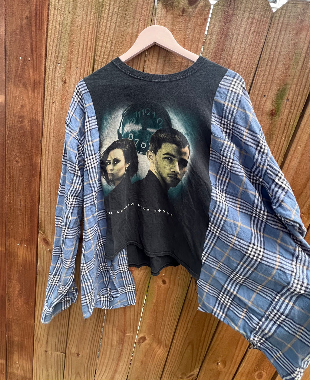 Xl/2xl nick Jonas and Demi lovatto upcycle flannel
