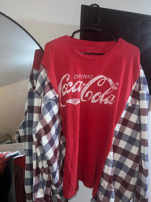 2XL/3XL Coca Cola long sleeve upcycle