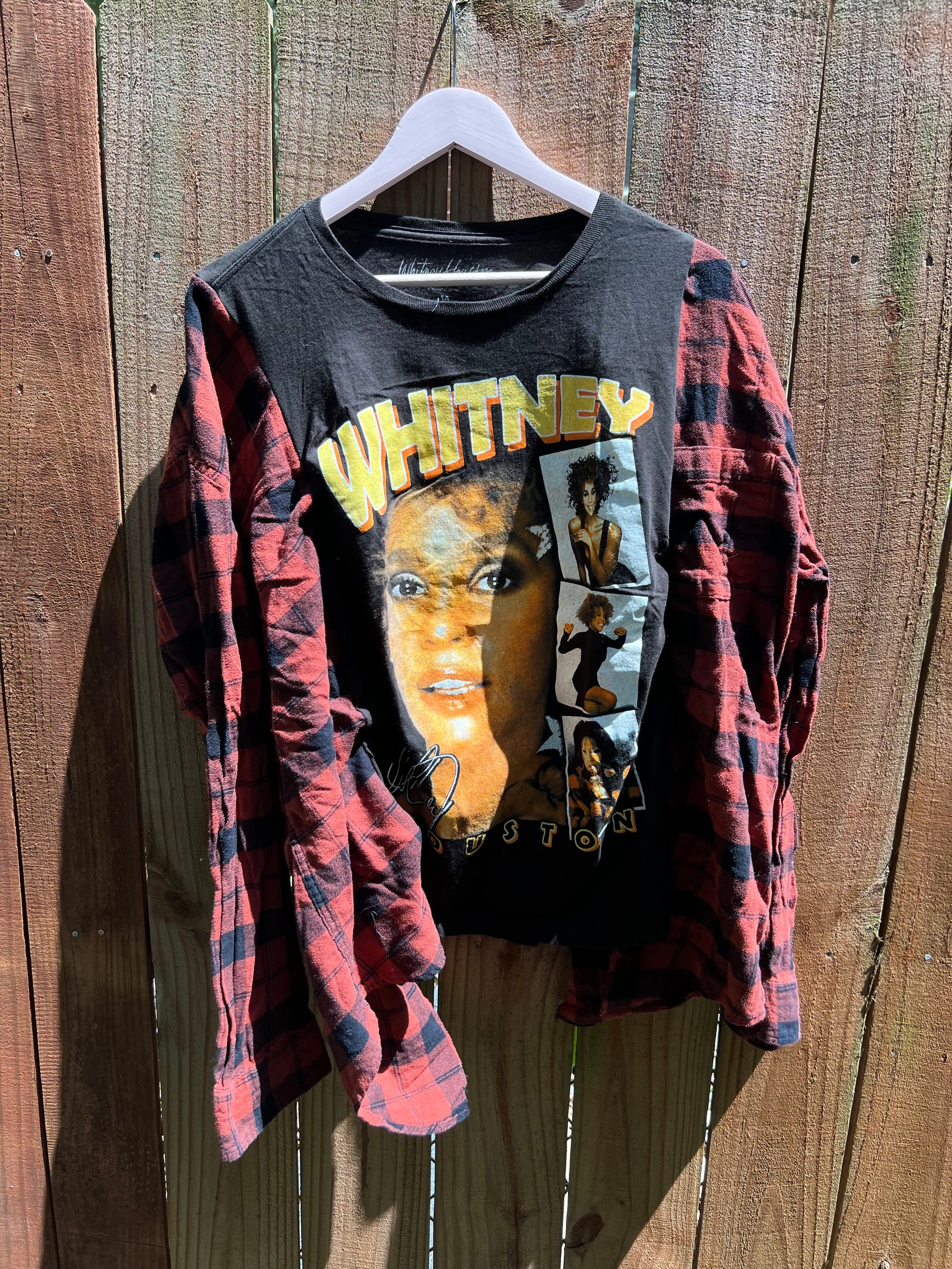 L/xl Whitney Houston upcycle flannel