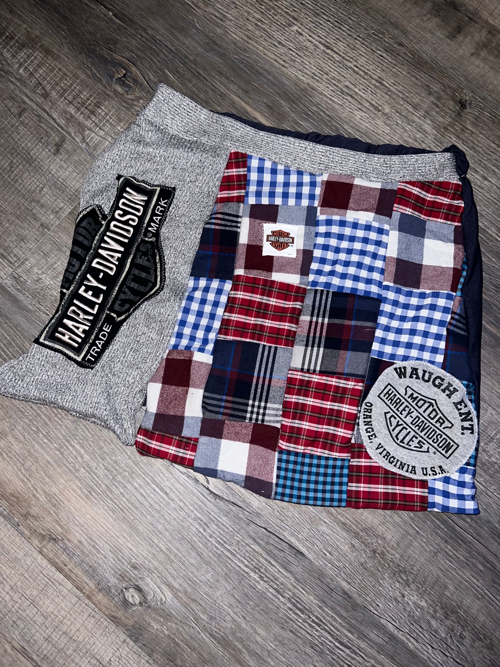 Large patchwork Harley upcycled skirt EXACTLY AS SHOWN