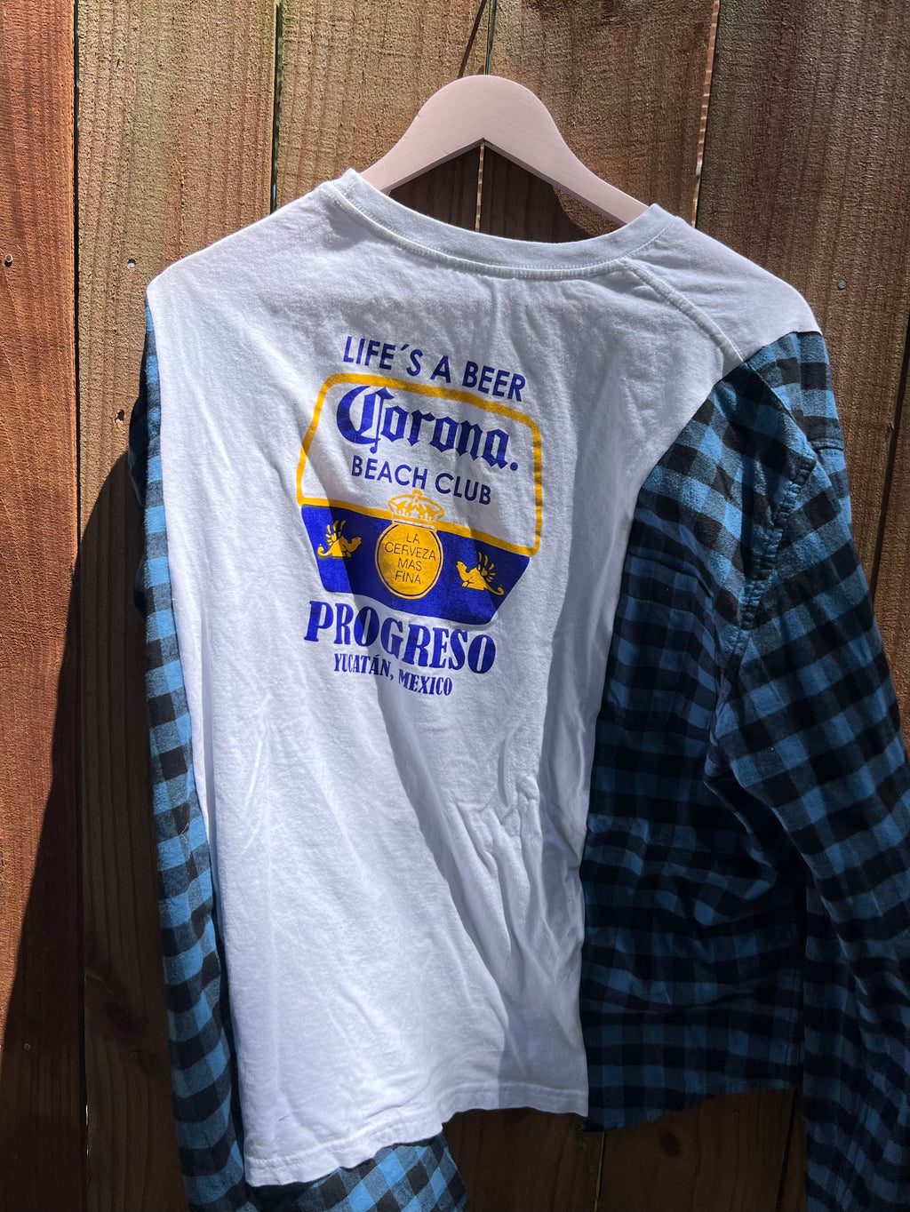 L/xl corona beach  upcycle flannel