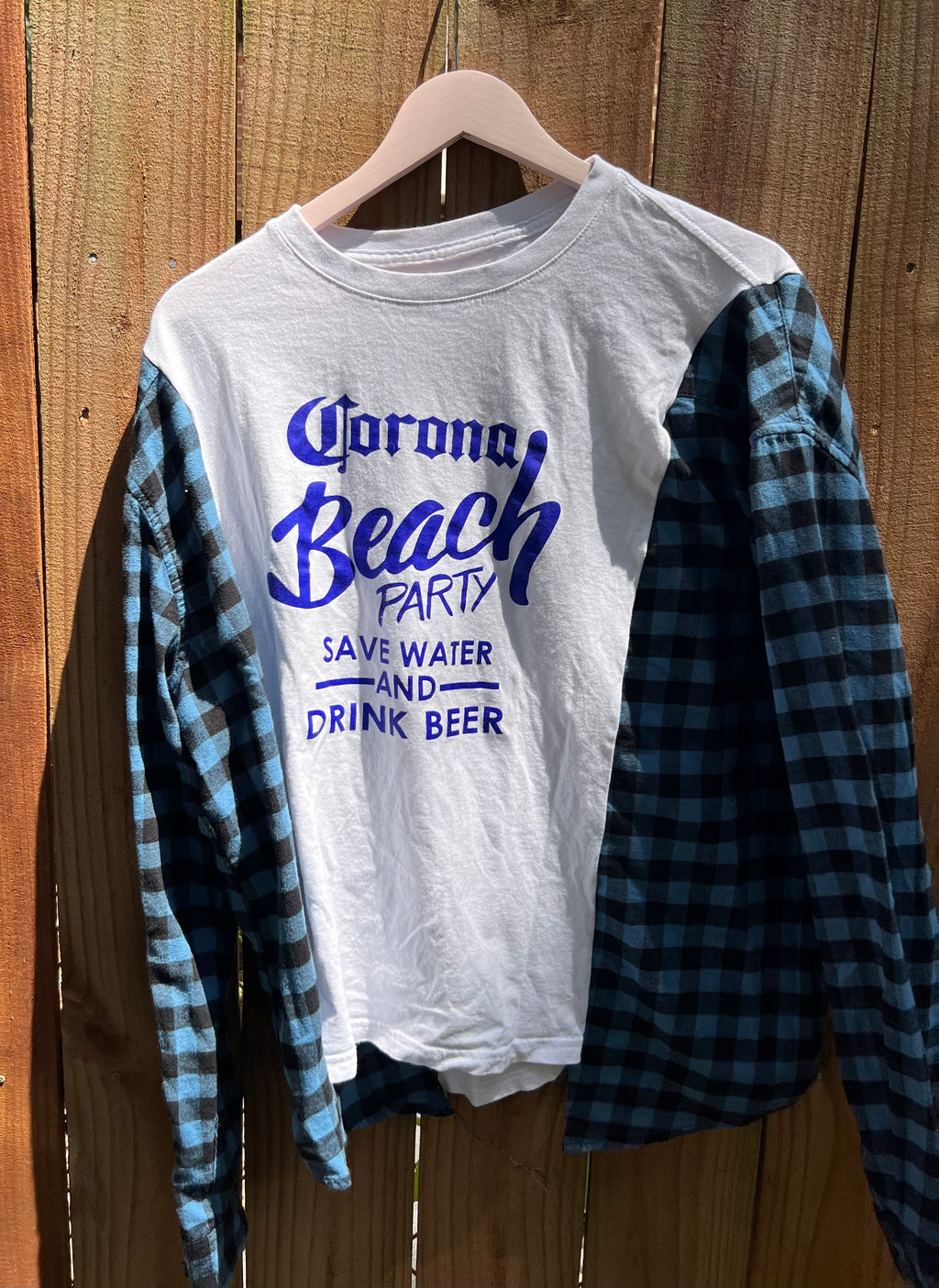 L/xl corona beach  upcycle flannel