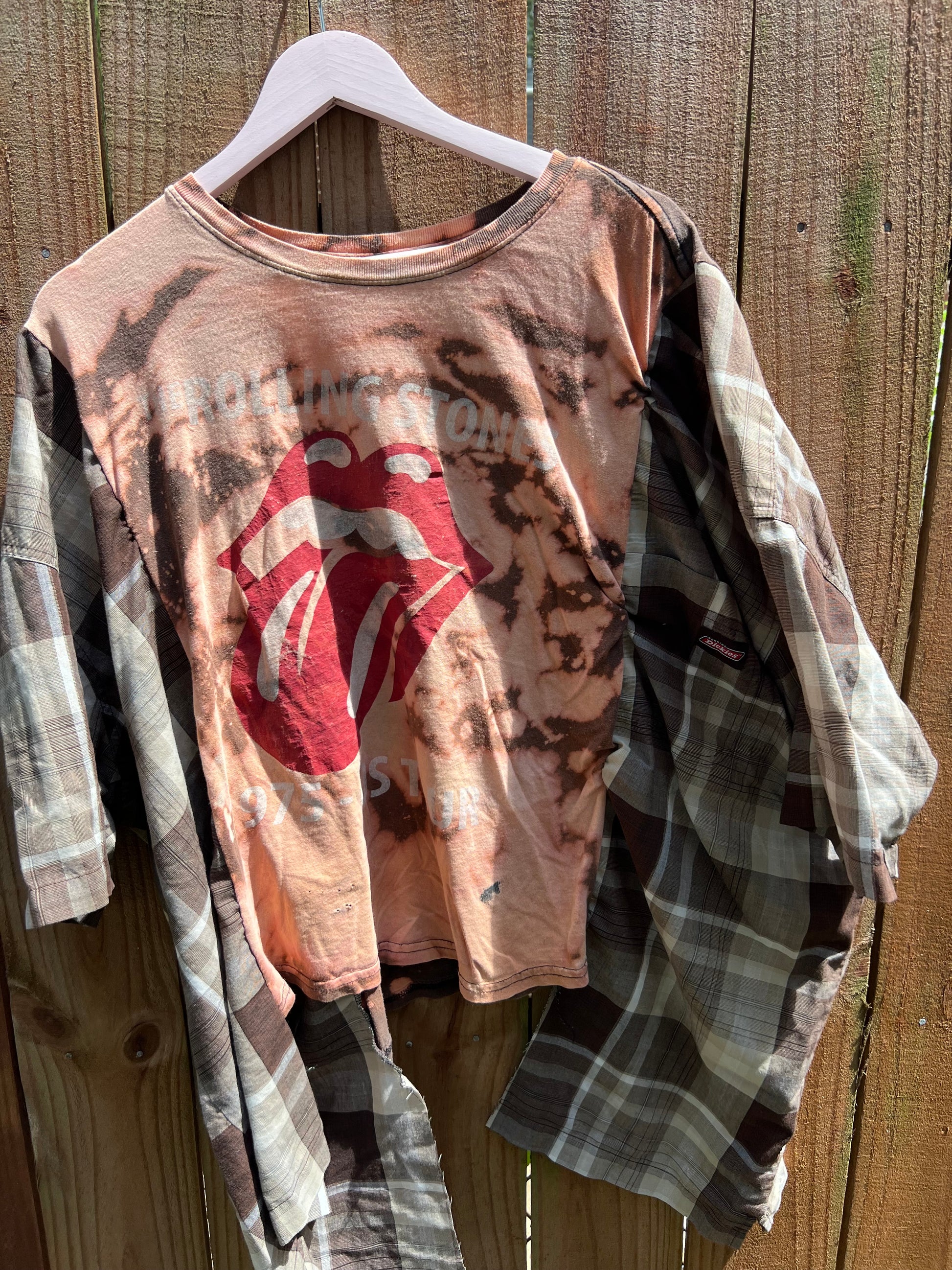 Xl/2xl Rolling Stones upcycle flannel