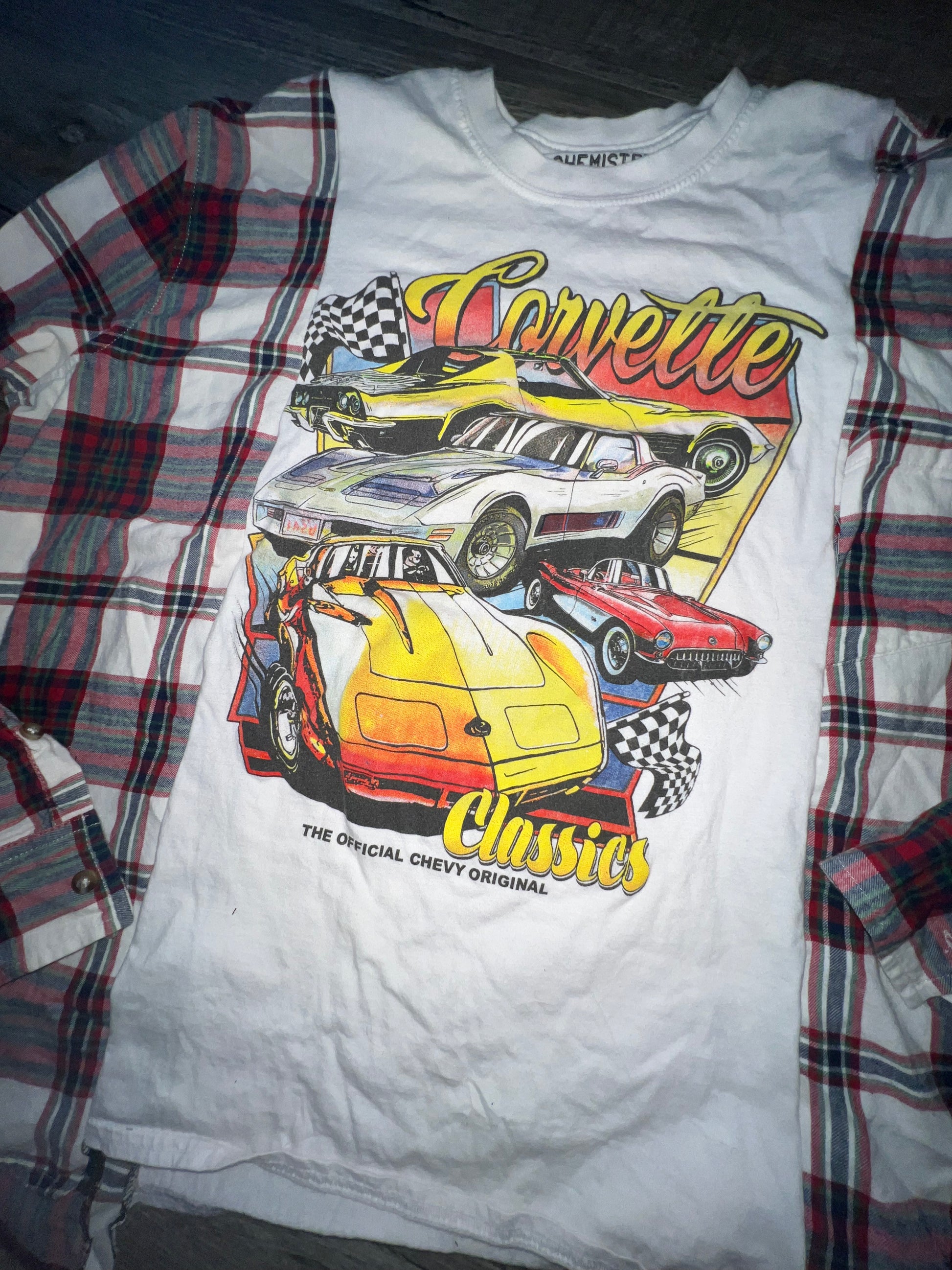 S/M corvette  upcycle flannel